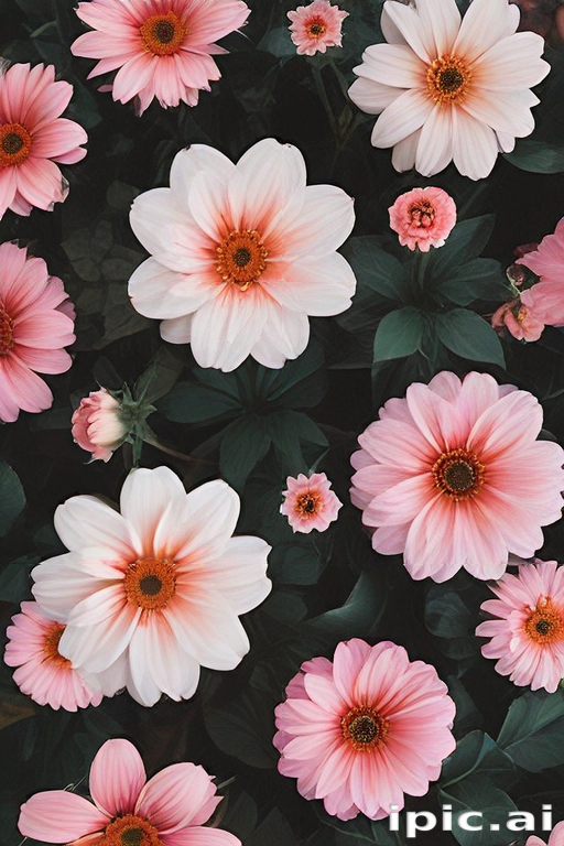 Beautiful Arrangement of Colorful Flowers in Various Shades and Sizes