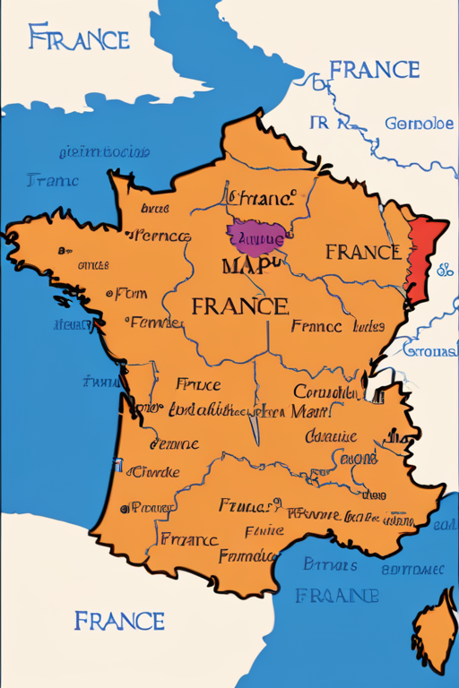 Map of France Highlighting Regions with Unique Historical Names and Borders