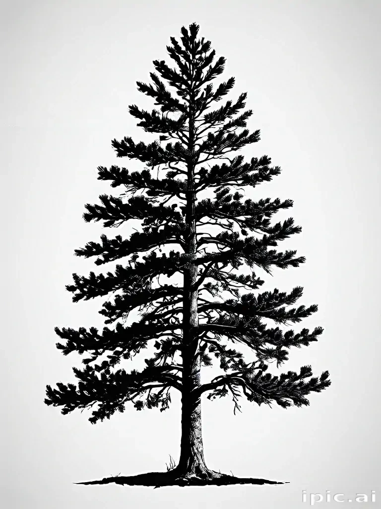 black and white pine tree clipart
