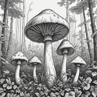 mushroom line art