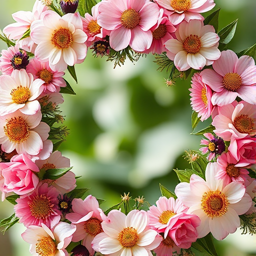 Create a high-resolution floral frame with gold and black hexagonal accents, centered composition, soft natural lighting, Nikon D850, 50mm lens, f/1.8 aperture, 1/200s shutter speed, ISO 100, shallow depth of field.