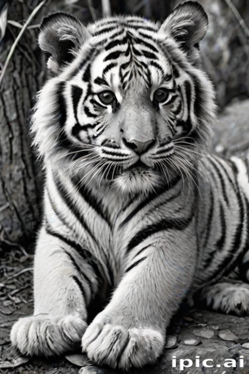 tiger clipart black and white