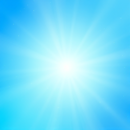 Create a bright blue gradient background with soft, radiant rays emanating from the center and delicate, shimmering particles scattered throughout, camera settings: ISO 100, aperture f/2.8, shutter speed 1/60s, camera view: wide angle, camera style: abstract, camera type: digital SLR.