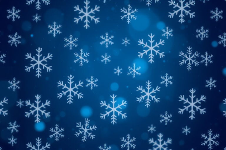 Create a seamless pattern of white snowflakes on a deep blue background with a soft bokeh effect, using a DSLR camera, aperture f/8, shutter speed 1/250s, ISO 100, and a 50mm lens to enhance image quality.