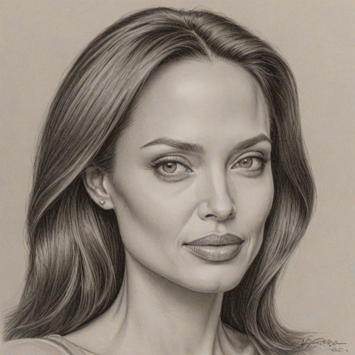 Angelina jolie caricature. A pencil-drawn caricature of the actress Angelina Jolie
