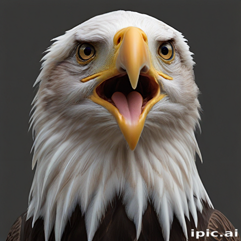 Majestic Bald Eagle with Intense Gaze and Open Beak Displaying Power.