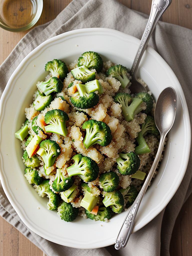 quinoa and broccoli spoon salad