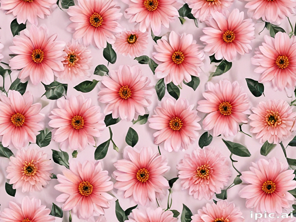 A Vibrant Arrangement of Pink Flowers with Green Leaves on Soft Background.