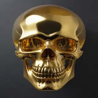 transparent gold skull