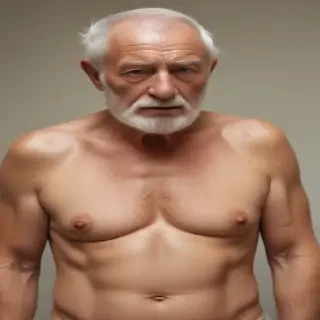 shirtless old men