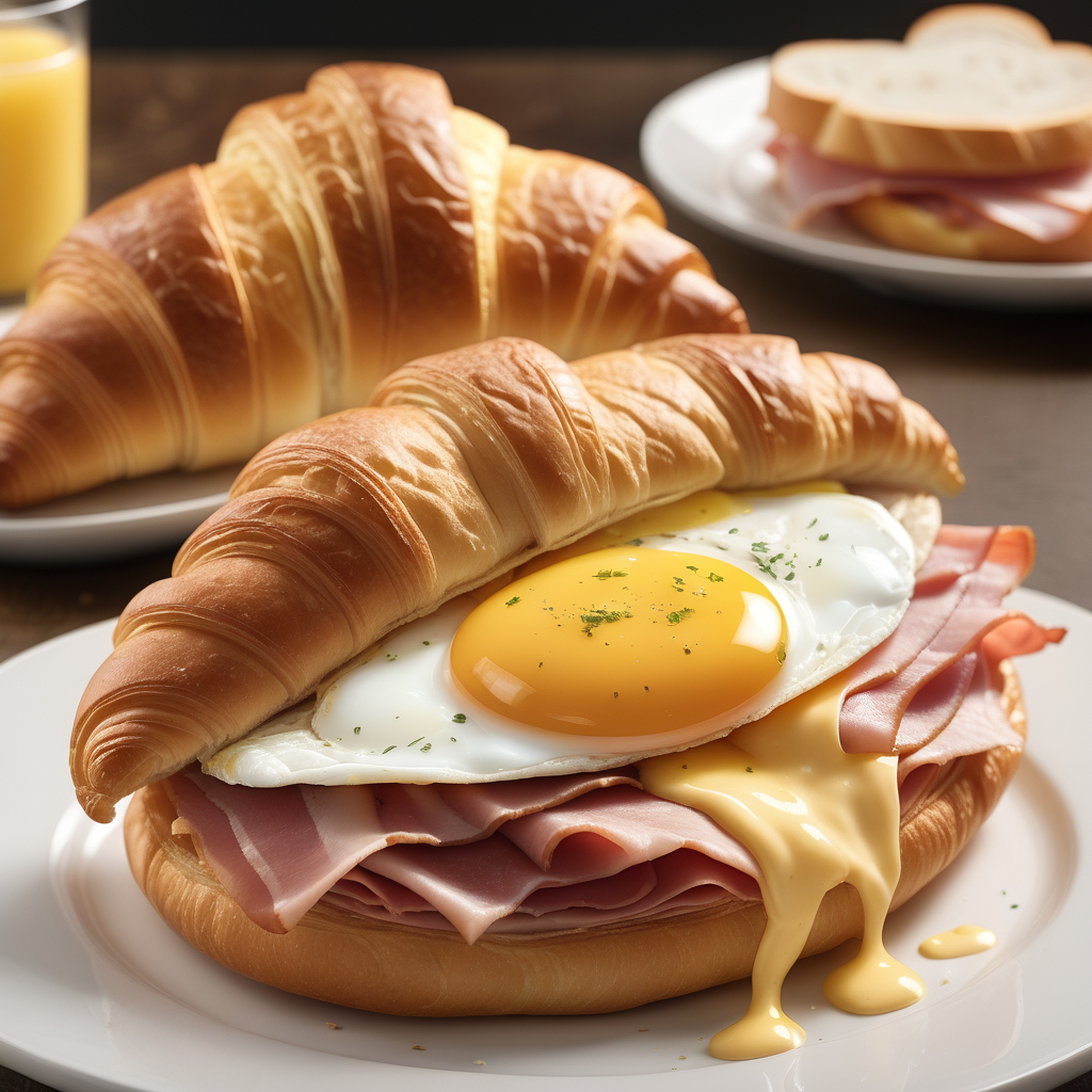 croissant ham egg and cheese