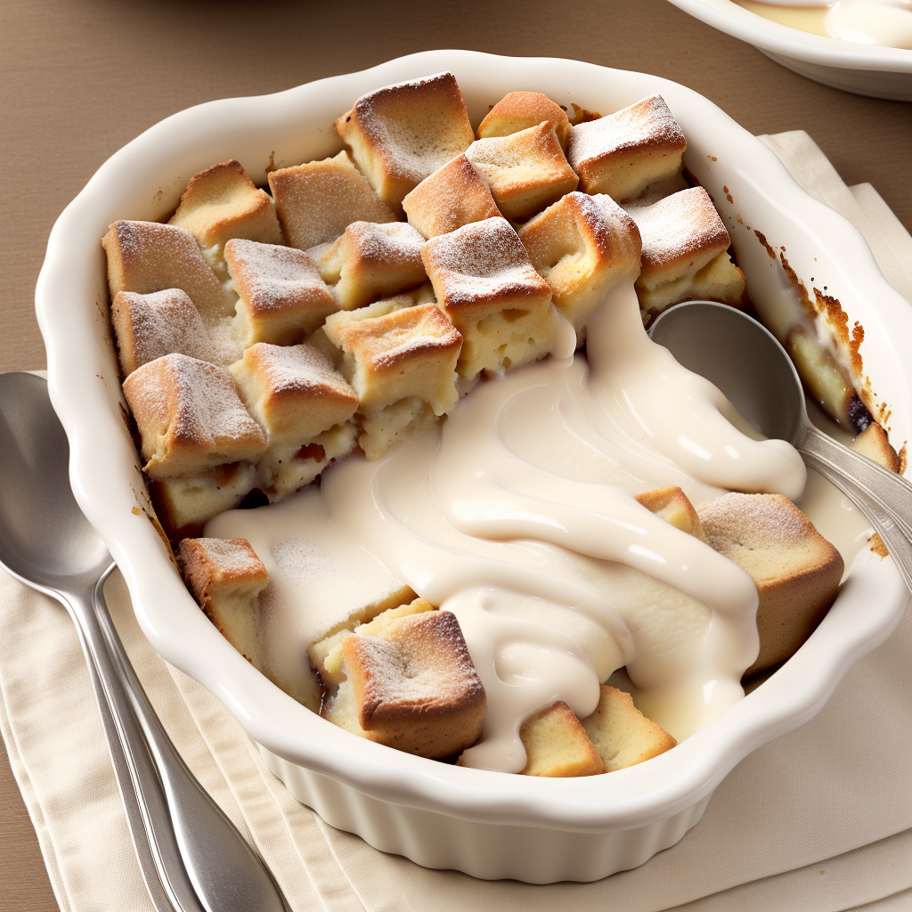 bread pudding with vanilla sauce