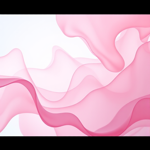 Regenerate an abstract image with flowing organic shapes in vibrant pink and light blue tones, using a Canon EOS 5D Mark IV with a 50mm f/1.8 lens, aperture set to f/8, ISO 100, a slight vignette effect, and a shallow depth of field to enhance texture and detail.