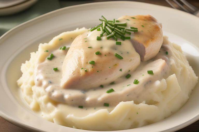creamed chicken over mashed potatoes