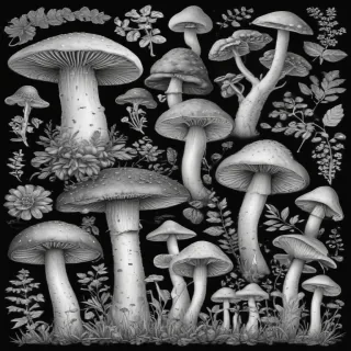 mushroom clipart black and white