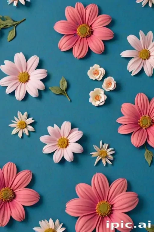 blue background with flowers