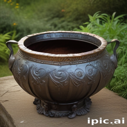 Elegant Decorative Bronze Pot with Intricate Patterns and Handles for ...