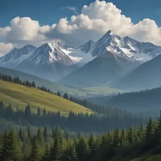 mountainous background