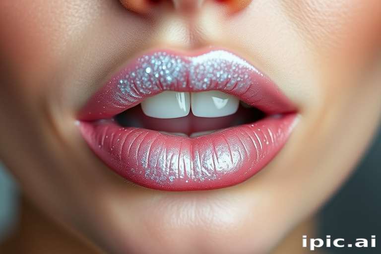 Pearlescent white lip topper called "Snow Queen," designed to add dimension and luminosity to any lip color underneath