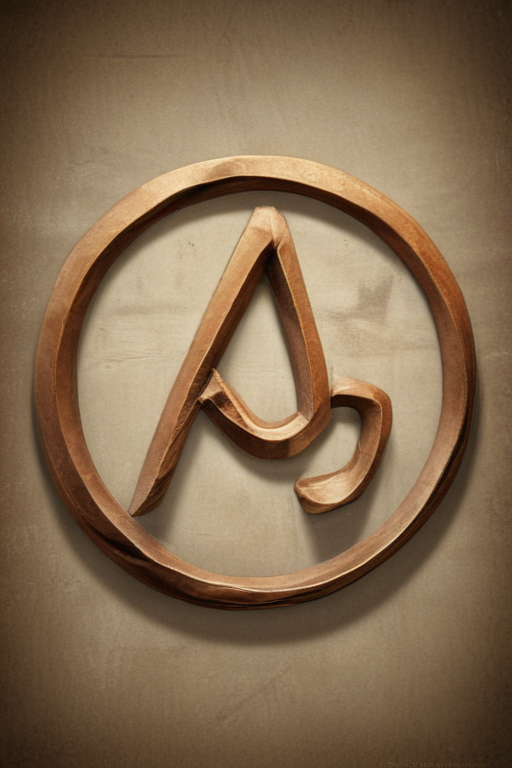 Elegant Wooden Carving of a Unique Logo with Artistic Curves and Shapes