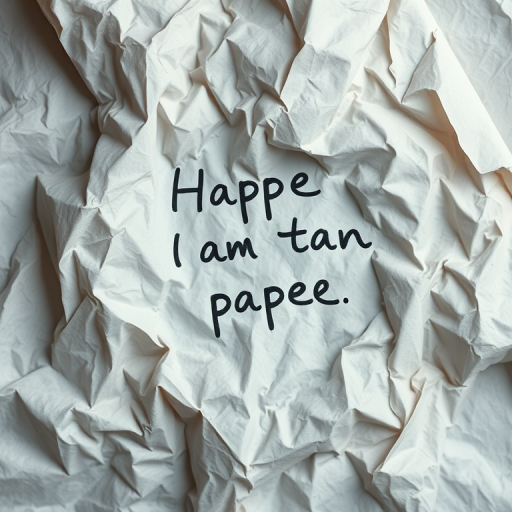 Generate a high-resolution image of crumpled paper with handwritten text, using a Canon EOS 5D Mark IV, aperture f/4.0, ISO 100, 50mm lens, top-down view, soft diffused lighting for enhanced texture and detail.