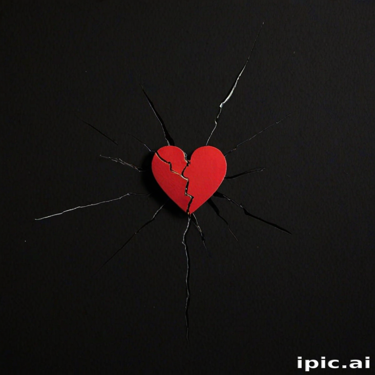 Fragmented Heart Breaking Through Dark Surface Symbolizing Emotional ...