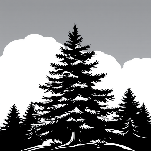 black and white pine tree clip art