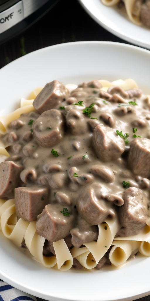 crock pot beef stroganoff with ground beef