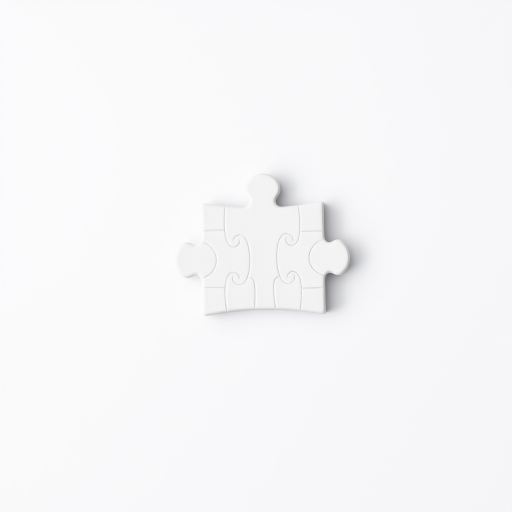 Create a high-resolution image of a single white puzzle piece on a plain background, using a Canon EOS 5D Mark IV, 50mm lens, aperture f/2.8, ISO 100, and 1/200 shutter speed for enhanced clarity and detail.