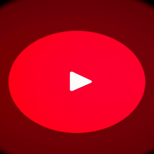 Regenerate a circular red background with a white play button in the center, using a Canon EOS R5 with a 50mm f/1.2 lens, aperture set to f/2.8, ISO 100, and a shallow depth of field for enhanced clarity and focus.
