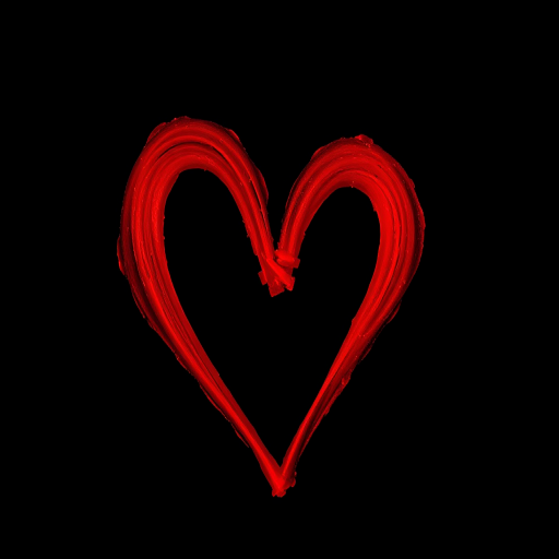 Create a vibrant red heart shape on a solid black background, captured with a DSLR camera at 50mm f/1.8 aperture, ISO 100, 1/60s shutter speed, using a macro lens for enhanced detail and sharpness.