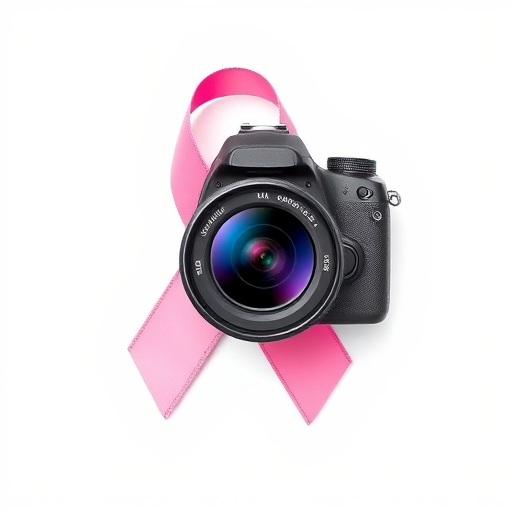 Create a high-resolution image of a pink ribbon on a white background, using a DSLR camera with a 50mm lens, aperture set at f/2.8, ISO 100, and a soft light source for even illumination.