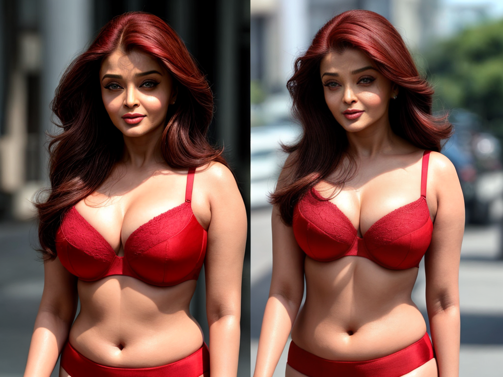 Free Ai Image Generator - High Quality and 100% Unique Images -  —  Aishwarya Rai big boobs and red bra and red panty