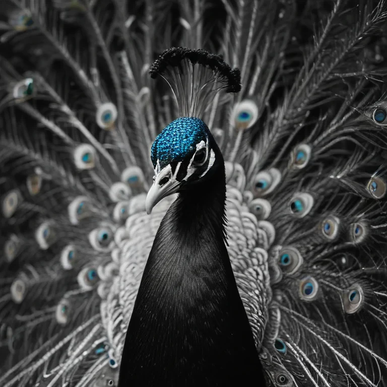 peacock black and white