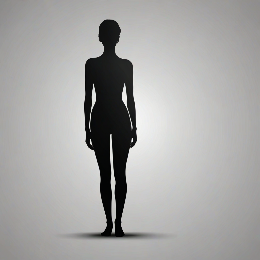 create a simplified silhouette of a standing person, using a solid black color on a plain background