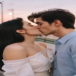 couple kissing aesthetic