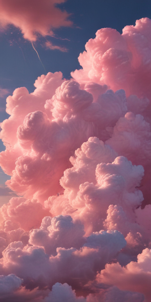 Majestic Cotton Candy Clouds Glowing Under a Vibrant Sunset Sky