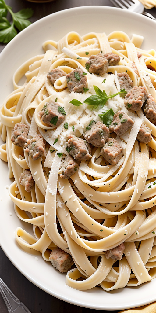 fettuccine alfredo with ground beef