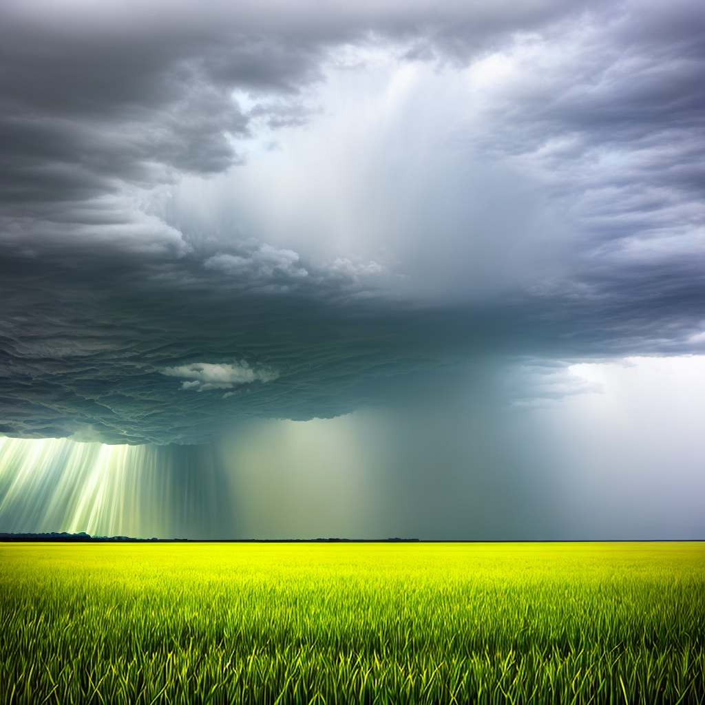 rain storm in an open field