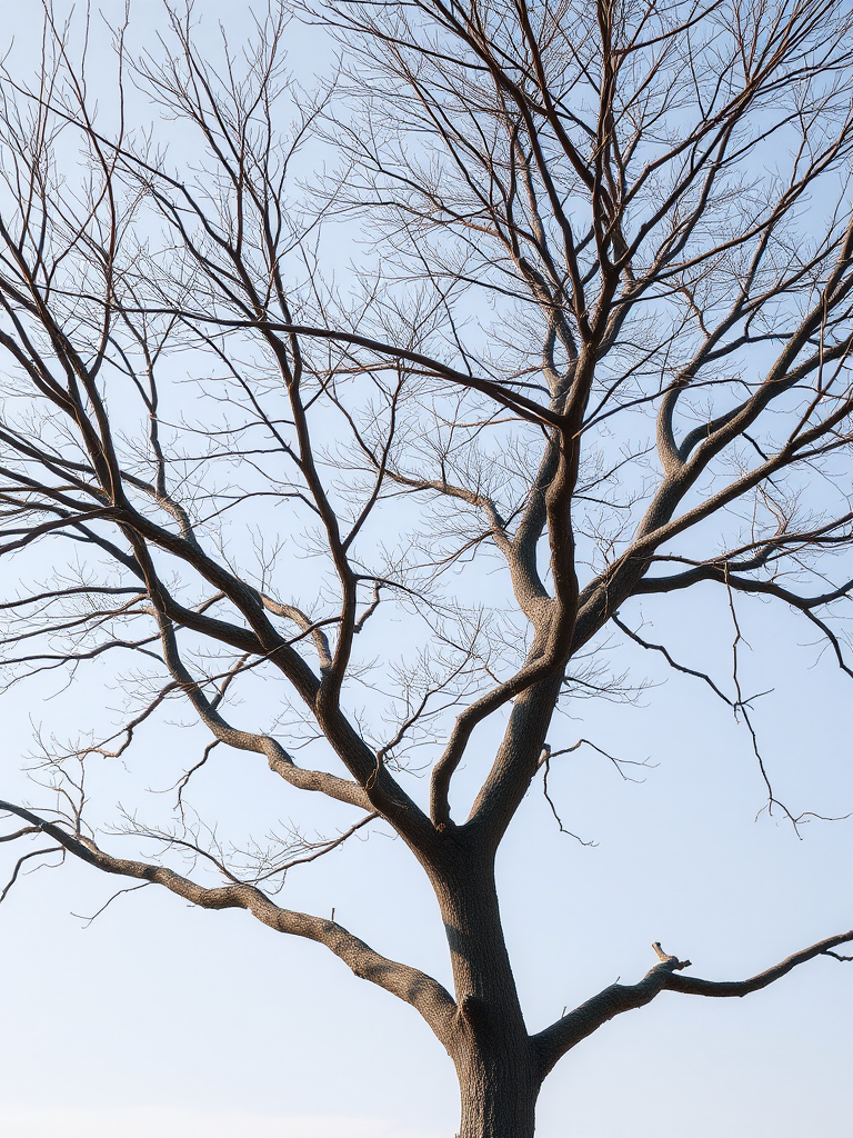 regenerate the image of a bare tree with intricate branches against a transparent background, captured with a Canon EOS 5D Mark IV, 50mm lens, aperture f/2.8, ISO 100, natural light, focus on the tree's texture and details