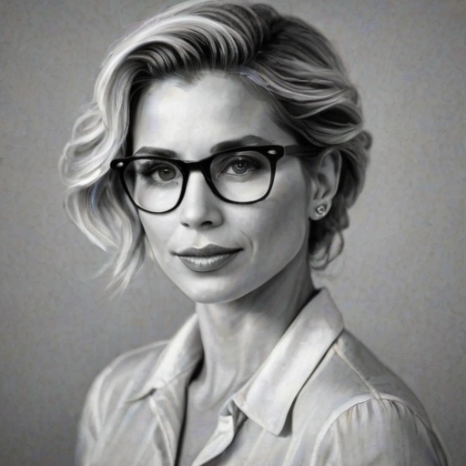 Superb Elsa Pataky, pencil sketch, portrait of Pleasing woman 1935s in glasses, hair style beatnik, outline, clear lines, fine lines, 8k