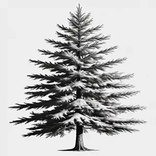 pine tree clipart black and white