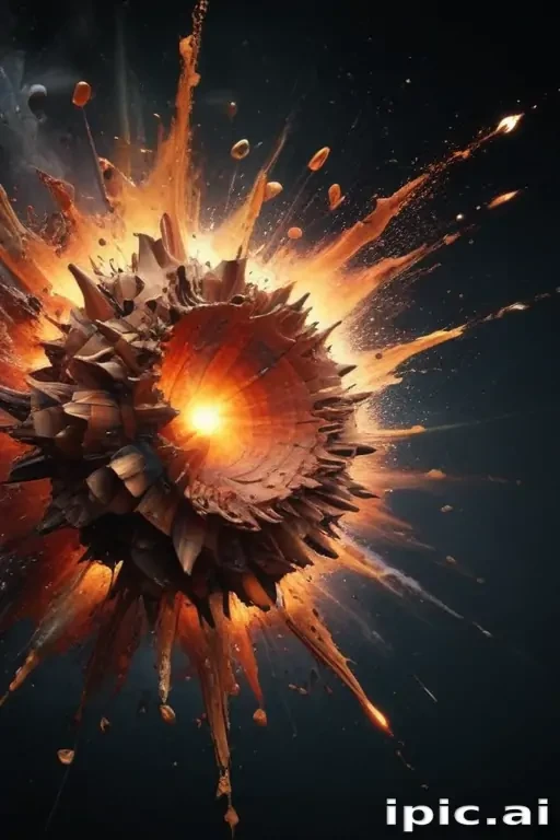 Wizard Exsploding Explosive Fragmentation of a Wooden Sphere Surrounded by Fiery Particles
