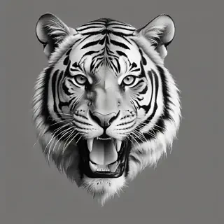 tiger clipart black and white