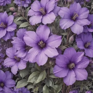 purple flowers drawing