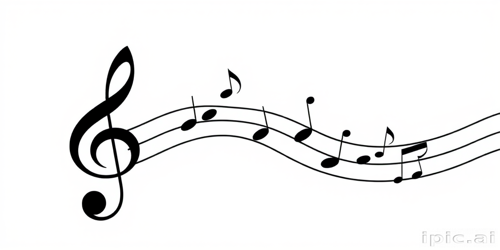 Elegant Flow of Musical Notes Dancing Across the White Background