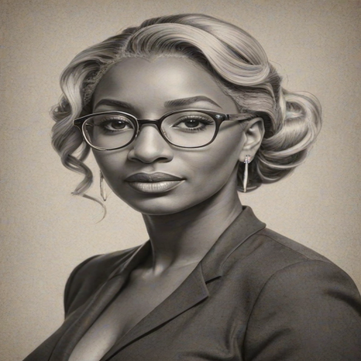 Exquisite Nene Leakes, pencil sketch, portrait of Lovely woman 1946s in glasses, hair style beatnik, outline, clear lines, fine lines, 8k