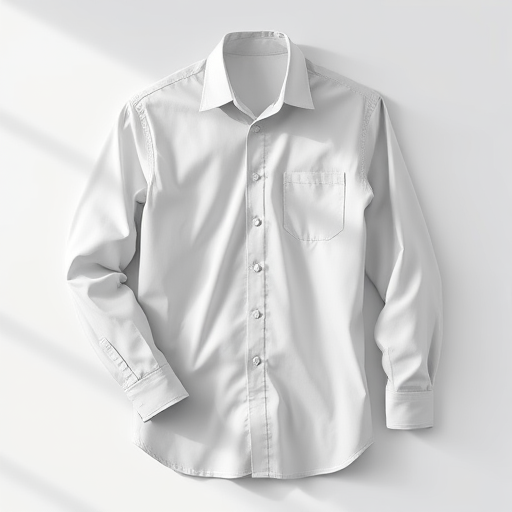 Create a vector illustration of a long-sleeve shirt with a collar, using a high-resolution setting of 300 DPI, captured with a Canon EOS R5 at f/5.6, ISO 100, with a soft diffused lighting setup and a slight top-down angle for an artistic view.