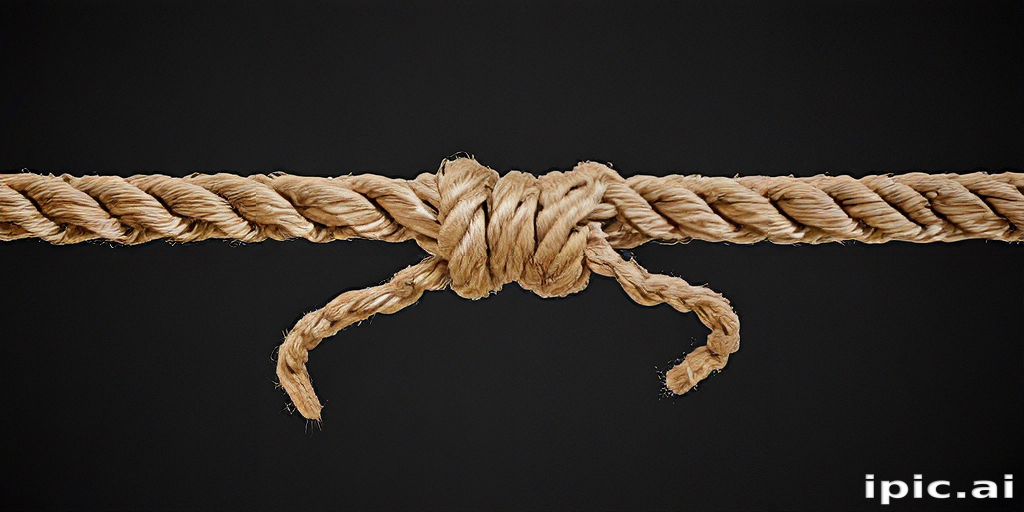 False Knot Rope Close-Up of a Twisted Rope Knot Against a Dark Background