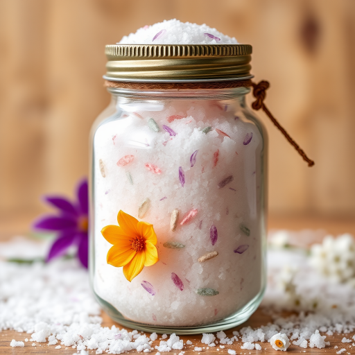Image of a jar filled with aromatic bath salts